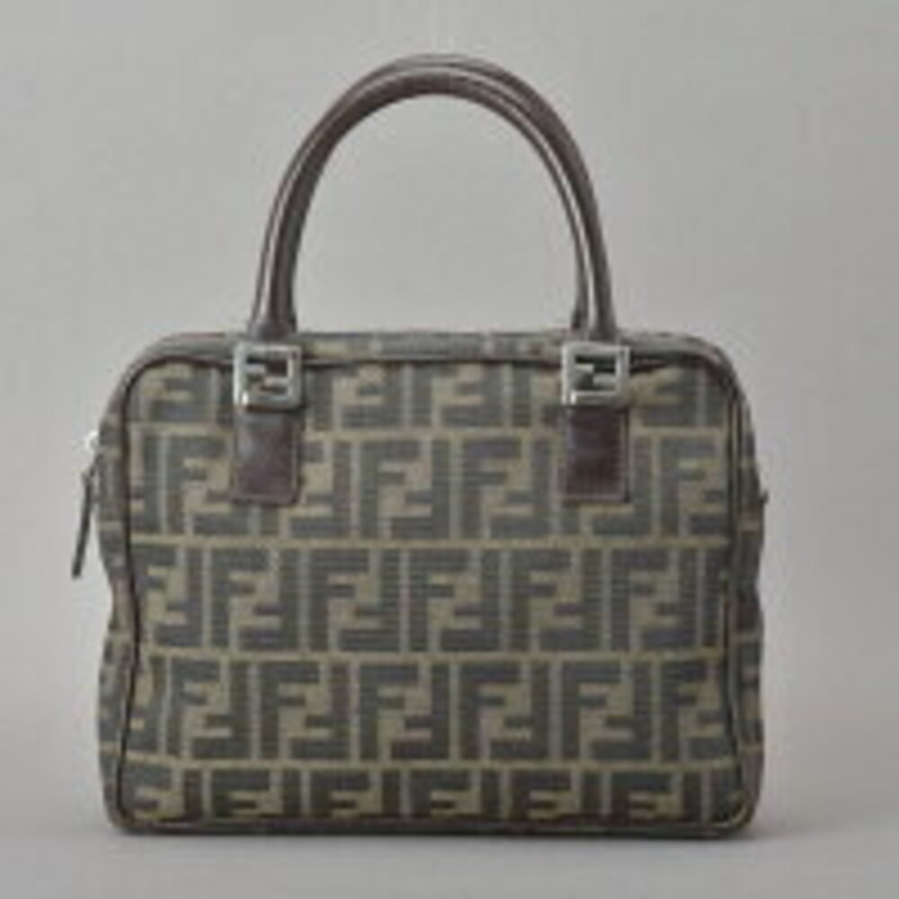 Fendi Boston Khaki FF jacquard leather tote Green handbag Zucca logo brown bag